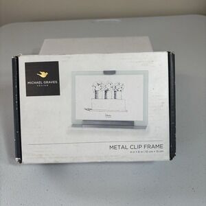 Michael Graves Design Metal Clip Photo Frame Holds Two 4" x 6" Photos Horiz/Vert